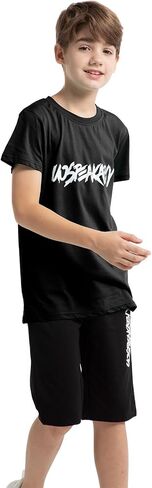 Boys Shorts Set Cotton T-Shirt and Short Pants 2 Pieces Summer Tracksuit for Age 2-12 Years in Kuwait