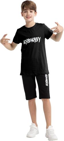 Boys Shorts Set Cotton T-Shirt and Short Pants 2 Pieces Summer Tracksuit for Age 2-12 Years in Kuwait