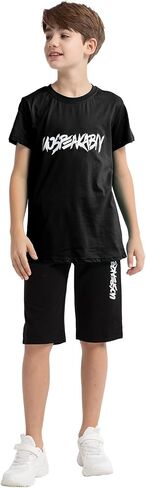 Boys Shorts Set Cotton T-Shirt and Short Pants 2 Pieces Summer Tracksuit for Age 2-12 Years in Kuwait