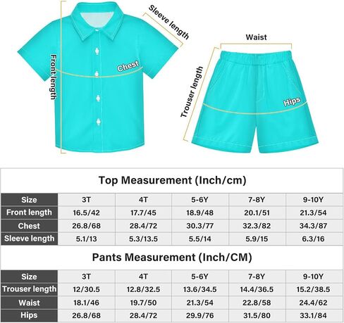 3T Toddler Boy Shorts Set Teal Hawaiian Button Down Shirts Summer Outfits for Little Boy in Kuwait