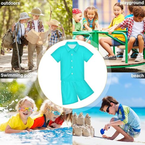 3T Toddler Boy Shorts Set Teal Hawaiian Button Down Shirts Summer Outfits for Little Boy in Kuwait