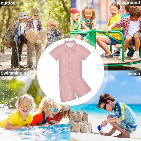 3T Toddler Boy Shorts Set Teal Hawaiian Button Down Shirts Summer Outfits for Little Boy in Kuwait