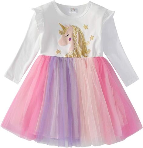 DXTON Girls Toddler Tutu Dresses Winter Long Sleeve Tulle for Party Casual Outfits 2-12T in Kuwait