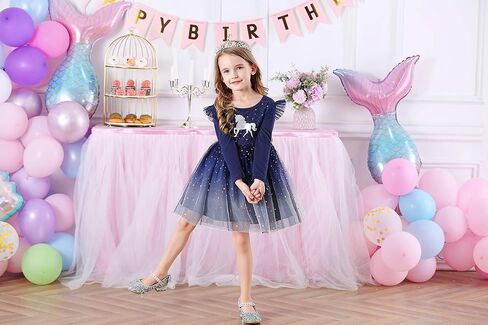 DXTON Girls Toddler Tutu Dresses Winter Long Sleeve Tulle for Party Casual Outfits 2-12T in Kuwait