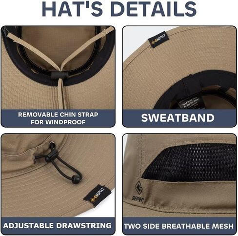 Fishing Hat for Mens Sun Hat Wide Brim Bucket Hat SPF UV Protection XL XXL Large Size Big Head Hiking Beach Safari in Kuwait