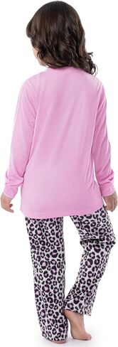 Fruit of the Loom Girls' Long Sleeve Jersey Henley Top and Fleece Pant Sleep Pajama Set in Saudi Arabia