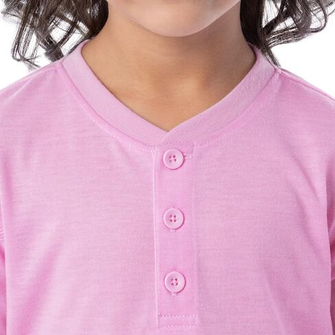 Fruit of the Loom Girls' Long Sleeve Jersey Henley Top and Fleece Pant Sleep Pajama Set in Saudi Arabia