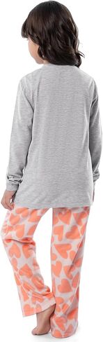 Fruit of the Loom Girls' Long Sleeve Jersey Henley Top and Fleece Pant Sleep Pajama Set in Saudi Arabia