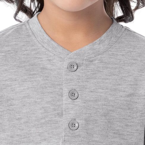 Fruit of the Loom Girls' Long Sleeve Jersey Henley Top and Fleece Pant Sleep Pajama Set in Saudi Arabia