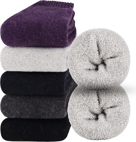 Jeasona Wool Hiking Socks for Women Warm Winter Thermal Thick Socks for Cold Weather Cozy Gifts for Women Mom 5 Pairs in Kuwait