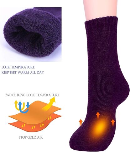 Jeasona Wool Hiking Socks for Women Warm Winter Thermal Thick Socks for Cold Weather Cozy Gifts for Women Mom 5 Pairs in Kuwait
