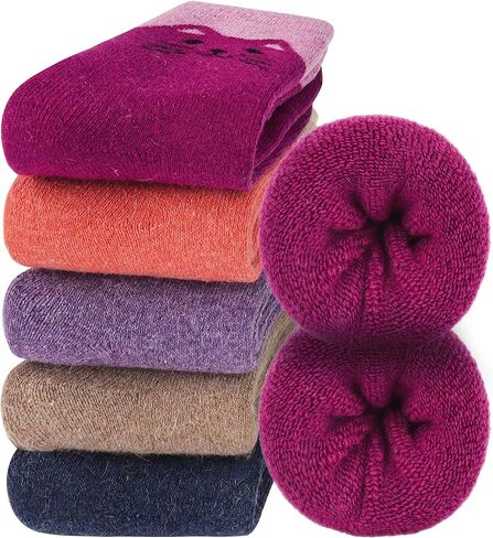 Jeasona Wool Hiking Socks for Women Warm Winter Thermal Thick Socks for Cold Weather Cozy Gifts for Women Mom 5 Pairs in Kuwait