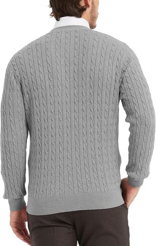 Kallspin Men's Pure Cotton Cable Knit Cardigan V-Neck Sweater Classic Casual Knitwear with Buttons in Saudi Arabia