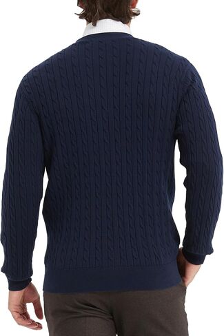 Kallspin Men's Pure Cotton Cable Knit Cardigan V-Neck Sweater Classic Casual Knitwear with Buttons in Saudi Arabia