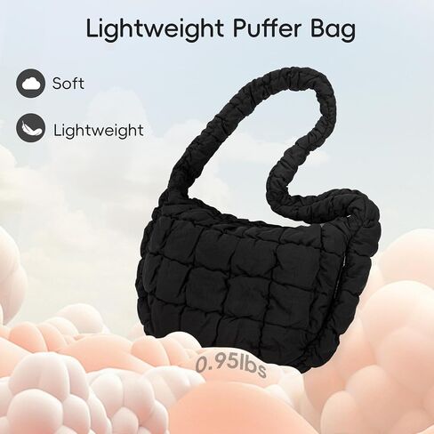 CLUCI Puffer Tote Bag for Women, Large Lightweight Quilted Carryall, Paddin Puffy Crossbody Purse Soft Hobo Shoulder Handbags in Kuwait