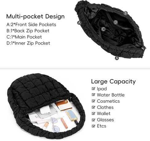 CLUCI Puffer Tote Bag for Women, Large Lightweight Quilted Carryall, Paddin Puffy Crossbody Purse Soft Hobo Shoulder Handbags in Kuwait