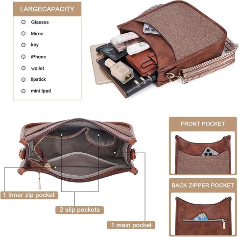 Women's Shoulder Handbags Fashion Vegan Leather Crossbody Bag Shoulder Purse For Ladies with 2PCS Adjustable Strap in Saudi Arabia