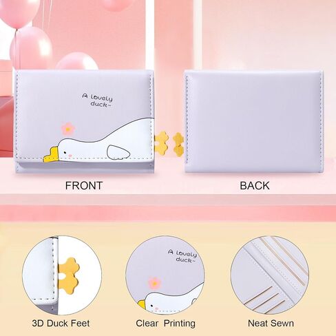 Sunwel Fashion Girls Cute Wallet 3D Duck Whale Mini Wallet Small Wallet Credit Card Holder ID Window for Women (PURPLE) in Saudi Arabia