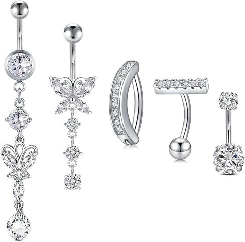 Zolure 14G 10MM Belly Button Ring Hypoallergenic Dangling Clicker Hoop Belly Piercing Jewelry for Women in Kuwait