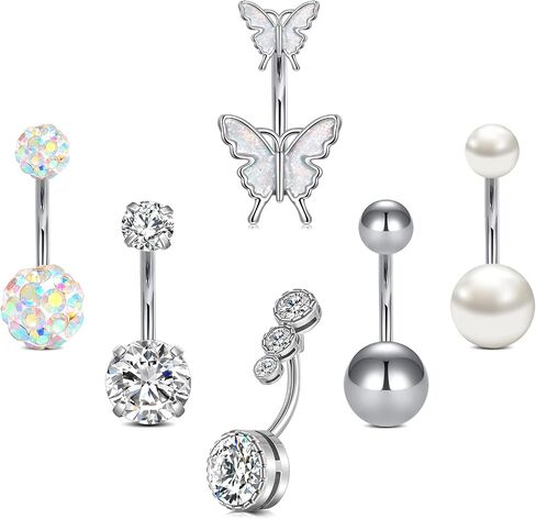 Zolure 14G 10MM Belly Button Ring Hypoallergenic Dangling Clicker Hoop Belly Piercing Jewelry for Women in Kuwait