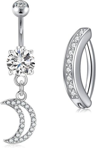 Zolure 14G 10MM Belly Button Ring Hypoallergenic Dangling Clicker Hoop Belly Piercing Jewelry for Women in Kuwait