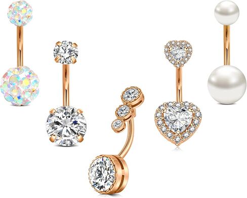 Zolure 14G 10MM Belly Button Ring Hypoallergenic Dangling Clicker Hoop Belly Piercing Jewelry for Women in Kuwait