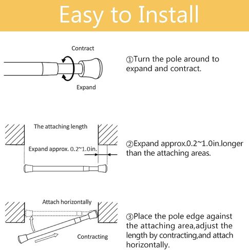 KXLife 10 Pcs Small Window Tension Rods Adjustable Curtain Rod 17 to 28 Inch Tension Rod Expandable Spring Rod for Basement Window Curtains Tension Rods Spring for Kitchen Curtain, Black in Saudi Arabia
