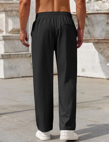 COOFANDY Mens Casual Pants Drawstring Elastic Waist Pants Linen Summer Beach Pants in Saudi Arabia