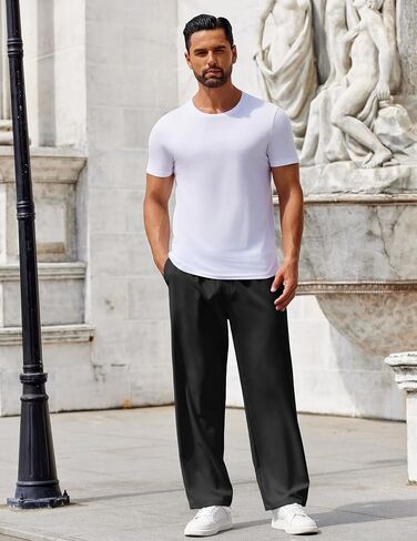 COOFANDY Mens Casual Pants Drawstring Elastic Waist Pants Linen Summer Beach Pants in Saudi Arabia
