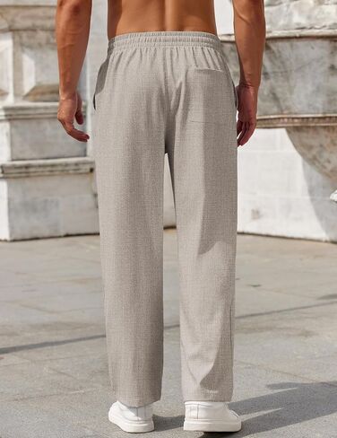 COOFANDY Mens Casual Pants Drawstring Elastic Waist Pants Linen Summer Beach Pants in Saudi Arabia