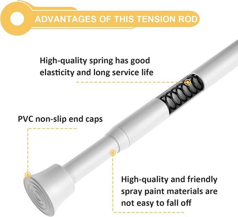 KXLife 10 Pcs Small Window Tension Rods Adjustable Curtain Rod 17 to 28 Inch Tension Rod Expandable Spring Rod for Basement Window Curtains Tension Rods Spring for Kitchen Curtain, Black in Saudi Arabia