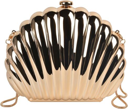 QZUnique Conch/Shell Shoulder Handbag Novelty Chain Strap Purse Acrylic Fashion Crossbody Evening Bag Clutch for Women Girl in Kuwait