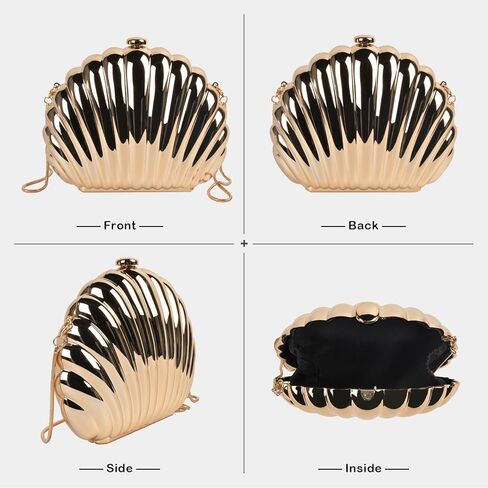 QZUnique Conch/Shell Shoulder Handbag Novelty Chain Strap Purse Acrylic Fashion Crossbody Evening Bag Clutch for Women Girl in Kuwait