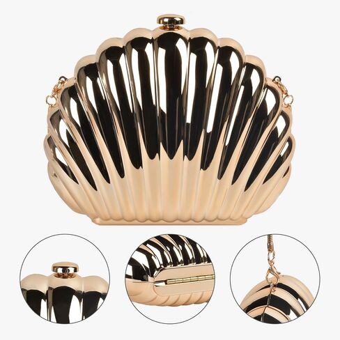 QZUnique Conch/Shell Shoulder Handbag Novelty Chain Strap Purse Acrylic Fashion Crossbody Evening Bag Clutch for Women Girl in Kuwait