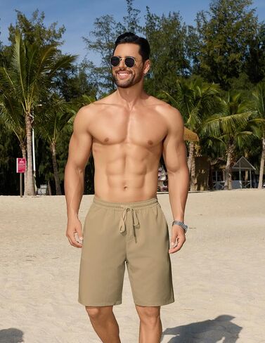 COOFANDY Men's Casual Shorts Elastic Waist Drawstring Shorts Summer Beach Shorts with Pockets in Saudi Arabia
