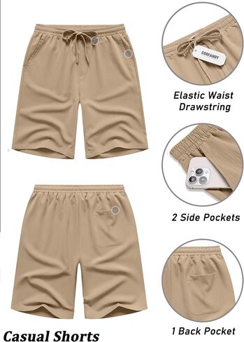 COOFANDY Men's Casual Shorts Elastic Waist Drawstring Shorts Summer Beach Shorts with Pockets in Saudi Arabia