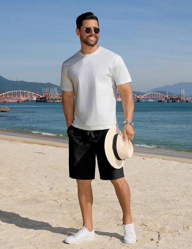 COOFANDY Men's Casual Shorts Elastic Waist Drawstring Shorts Summer Beach Shorts with Pockets in Saudi Arabia