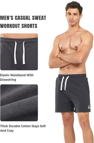 NORTHYARD Men's Cotton Shorts Casual Lounge Sweat Shorts with Zipper Pockets for Workout in Saudi Arabia