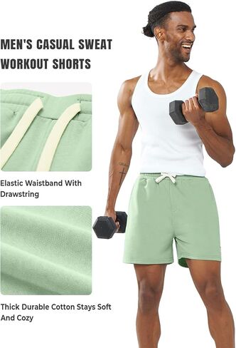 NORTHYARD Men's Cotton Shorts Casual Lounge Sweat Shorts with Zipper Pockets for Workout in Saudi Arabia