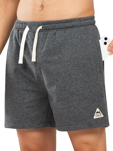 NORTHYARD Men's Cotton Shorts Casual Lounge Sweat Shorts with Zipper Pockets for Workout in Kuwait