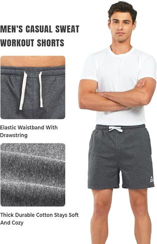 NORTHYARD Men's Cotton Shorts Casual Lounge Sweat Shorts with Zipper Pockets for Workout in Kuwait