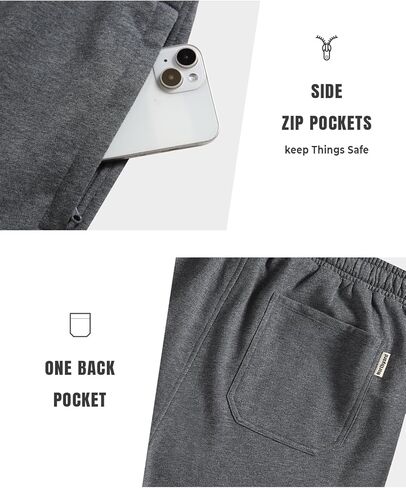 NORTHYARD Men's Cotton Shorts Casual Lounge Sweat Shorts with Zipper Pockets for Workout in Kuwait