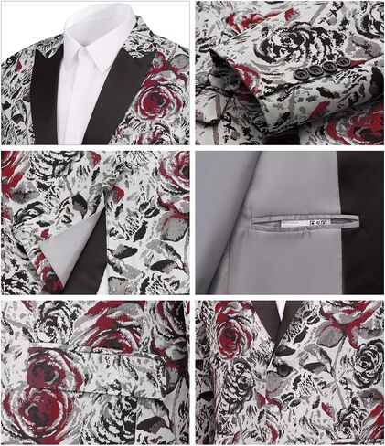 MAGE MALE Men's Floral Blazer Two Button Dress Party Suit Jacket Notched Lapel Slim Fit Stylish Top in Saudi Arabia