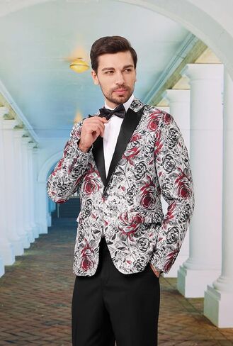 MAGE MALE Men's Floral Blazer Two Button Dress Party Suit Jacket Notched Lapel Slim Fit Stylish Top in Saudi Arabia