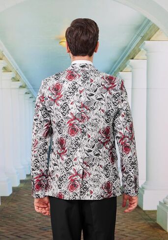 MAGE MALE Men's Floral Blazer Two Button Dress Party Suit Jacket Notched Lapel Slim Fit Stylish Top in Saudi Arabia