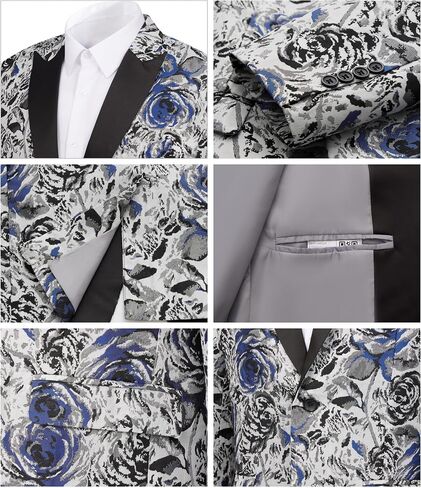 MAGE MALE Men's Floral Blazer Two Button Dress Party Suit Jacket Notched Lapel Slim Fit Stylish Top in Saudi Arabia