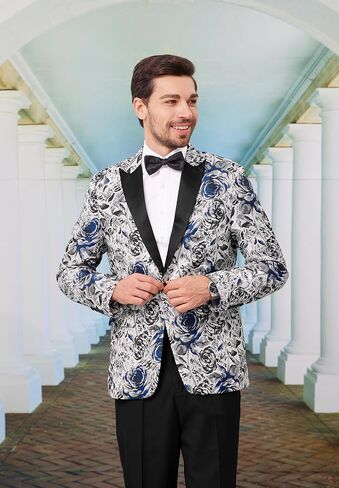 MAGE MALE Men's Floral Blazer Two Button Dress Party Suit Jacket Notched Lapel Slim Fit Stylish Top in Saudi Arabia