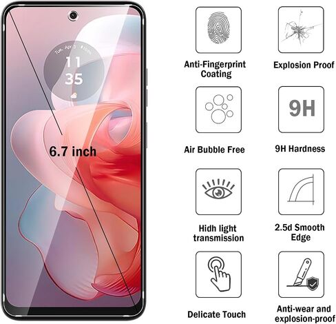 عبوتان متوافقتان مع واقي شاشة Motorola Moto G54/ G54 Power 5G، تغطية كاملة لفيلم زجاج مقوى 9H، مقاوم للخدش عالي الدقة، خالٍ من الفقاعات لواقي شاشة Motorola G54 in Kuwait