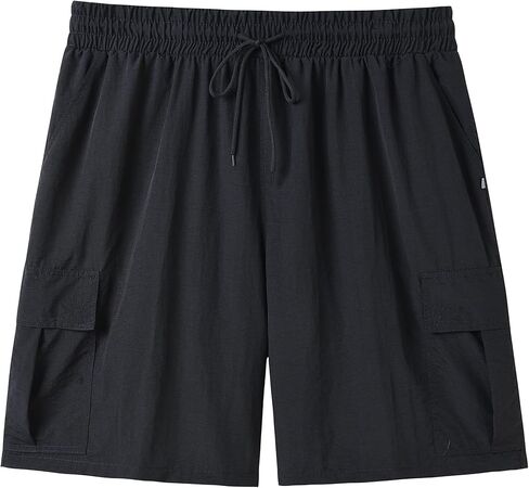 Men Big and Tall Cargo Shorts with Adjustable Drawstring Quickly Dry Polyamide Pants in Kuwait