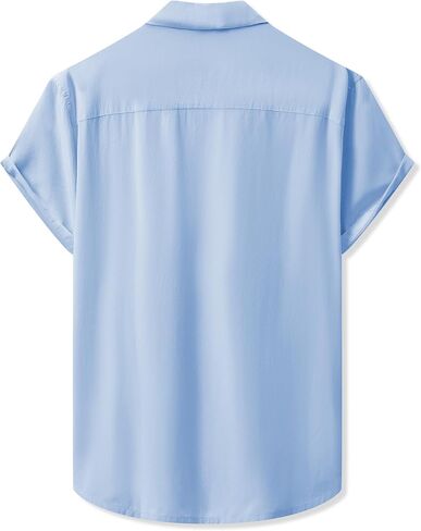 JMIERR Men's Casual Lyocell Button Down Shirt Short Sleeve Beach Shirt in Kuwait